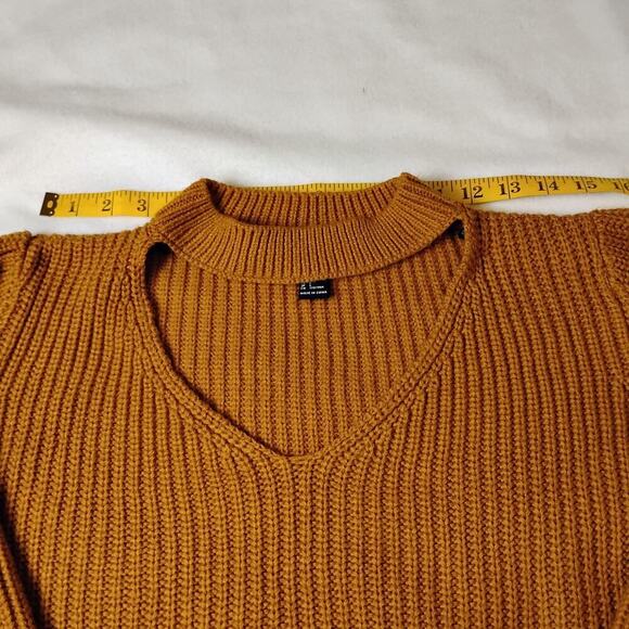Forever 21 Mustard Knit Keyhole Sweater, L - Picture 5 of 11